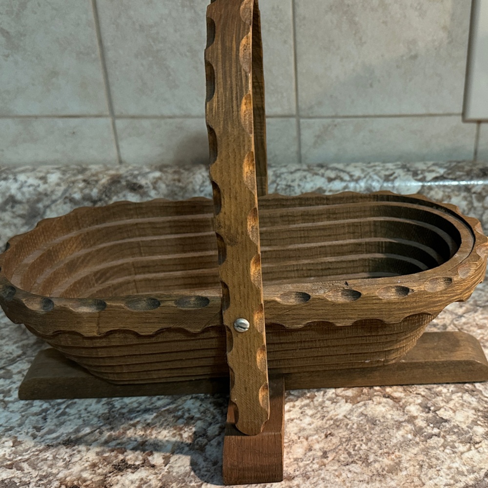 Rustic Brown Collapsible Wooden Basket